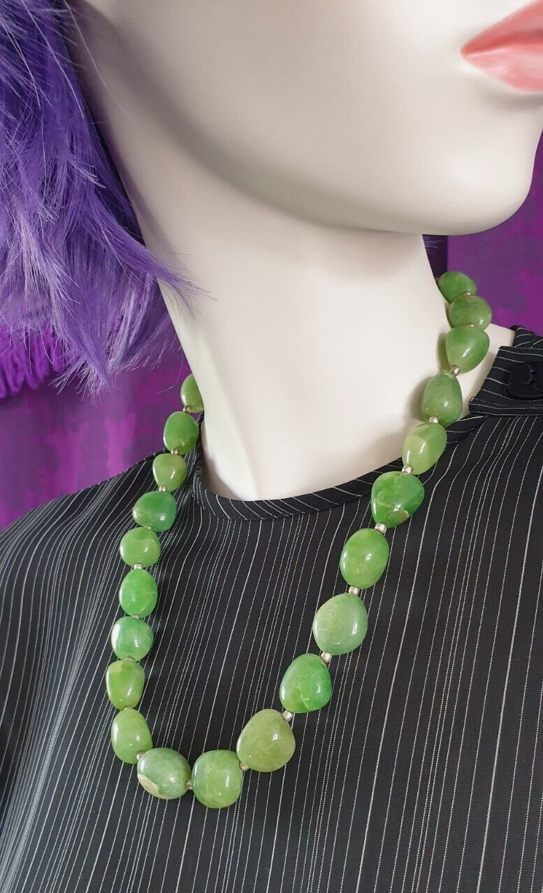 Vintage Large Bead Green Aventurine Necklace