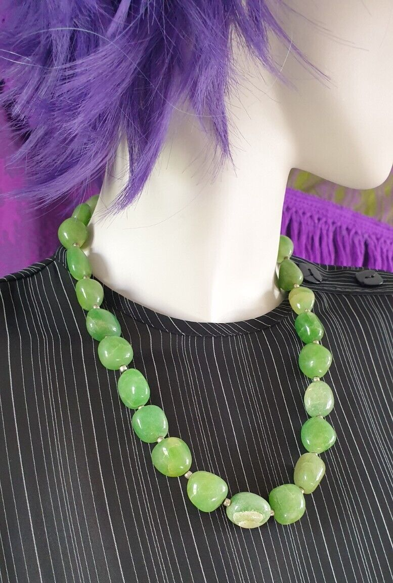Vintage Large Bead Green Aventurine Necklace