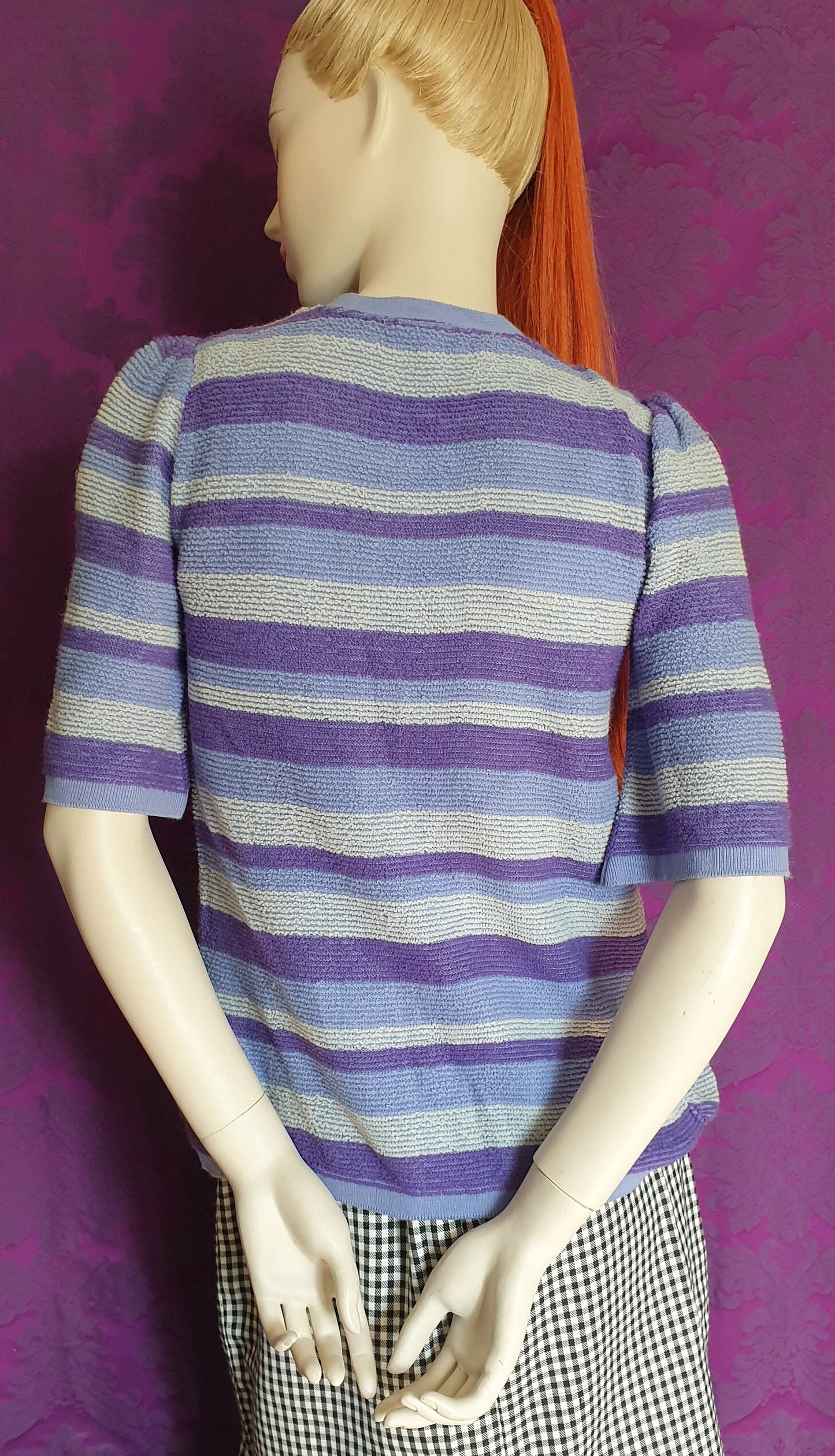 Vintage 1970s Lavender Striped Knit Twinset