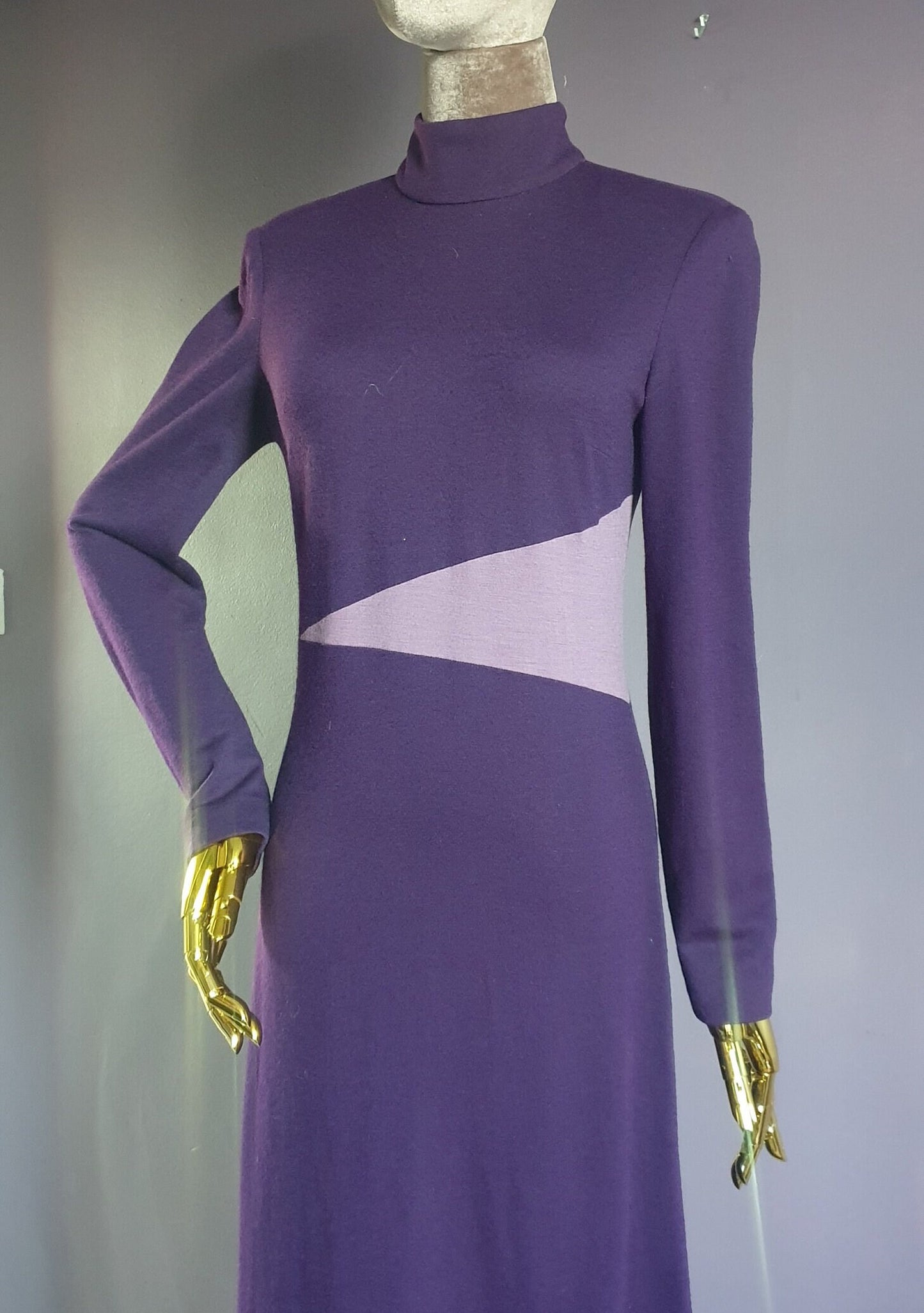 Vintage 1990s Violet Wool Abstract Maxi Dress DW3