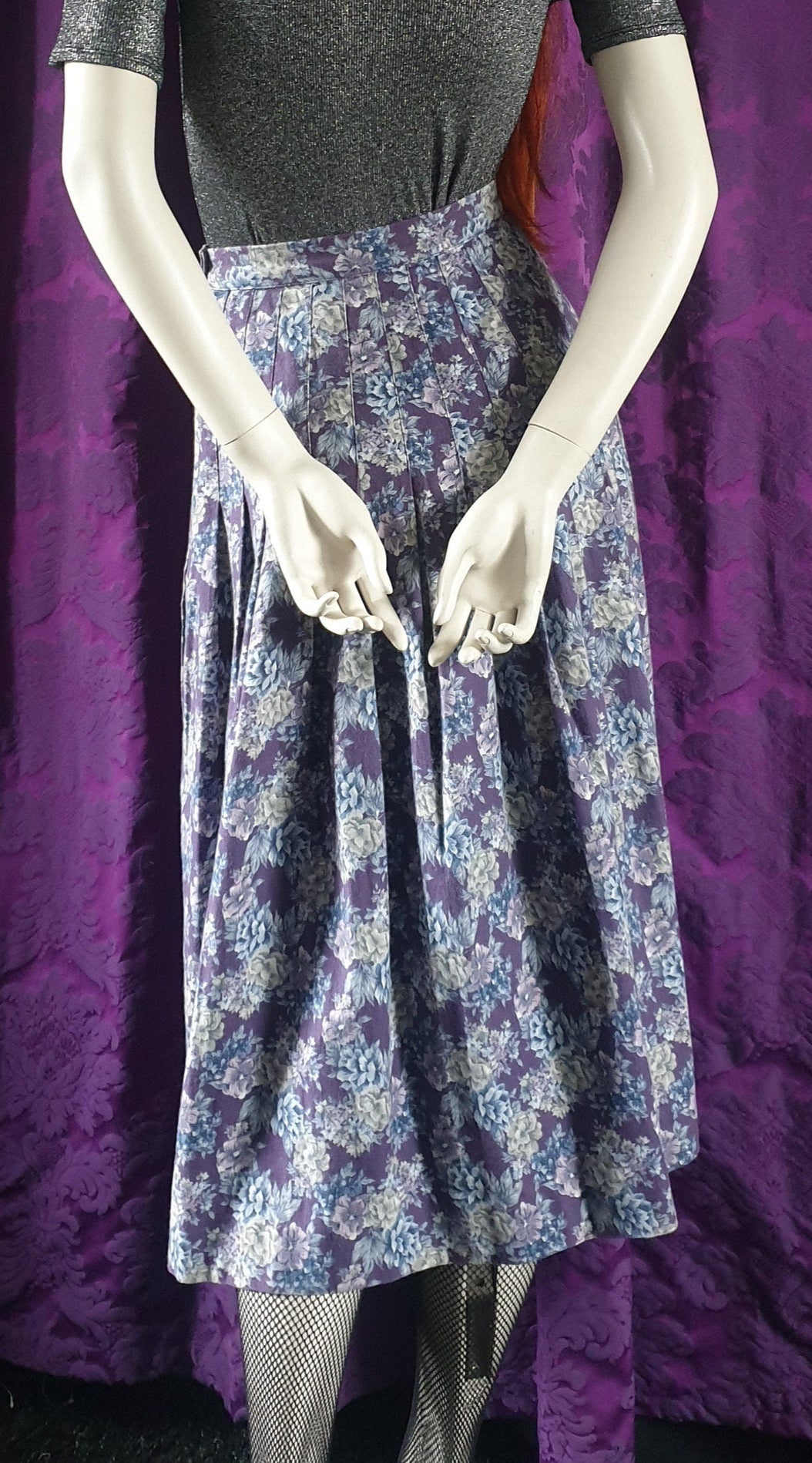 Vintage 1980s Laura Ashley Floral Pleated Skirt