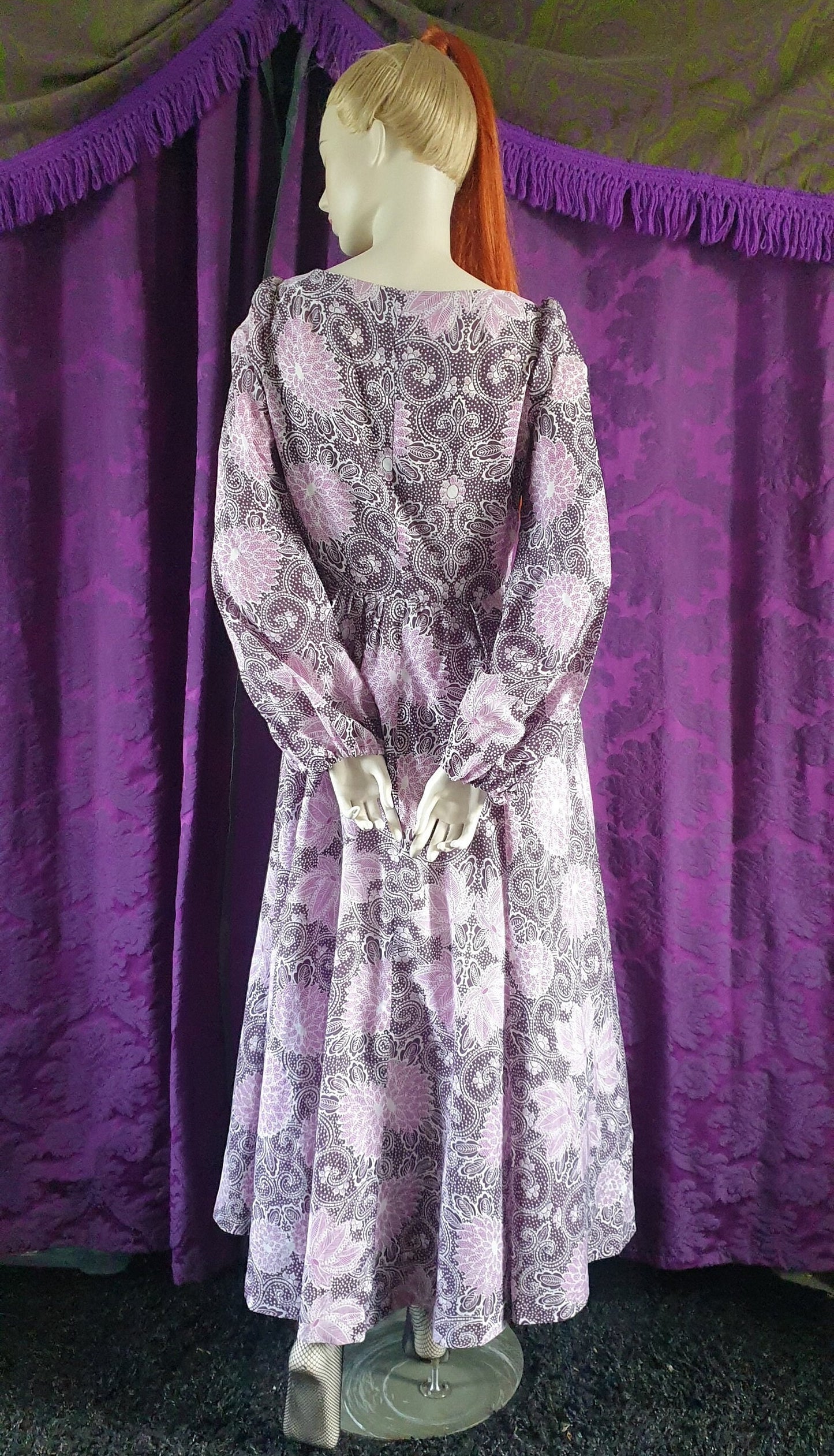 Vintage 1970s Purple Cottage Fairy Gown