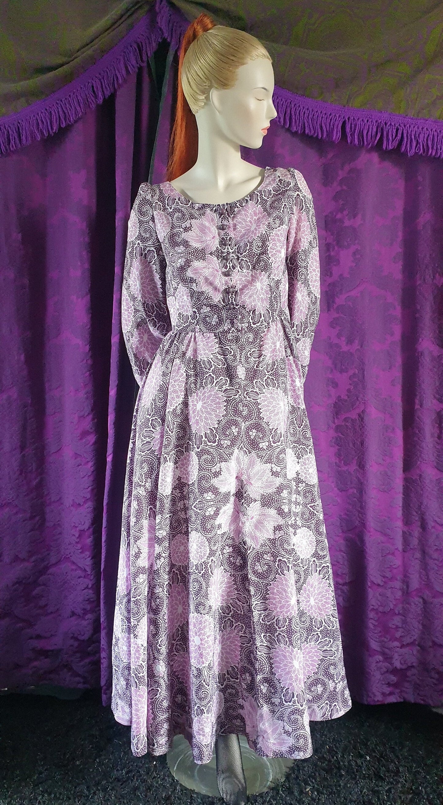 Vintage 1970s Purple Cottage Fairy Gown