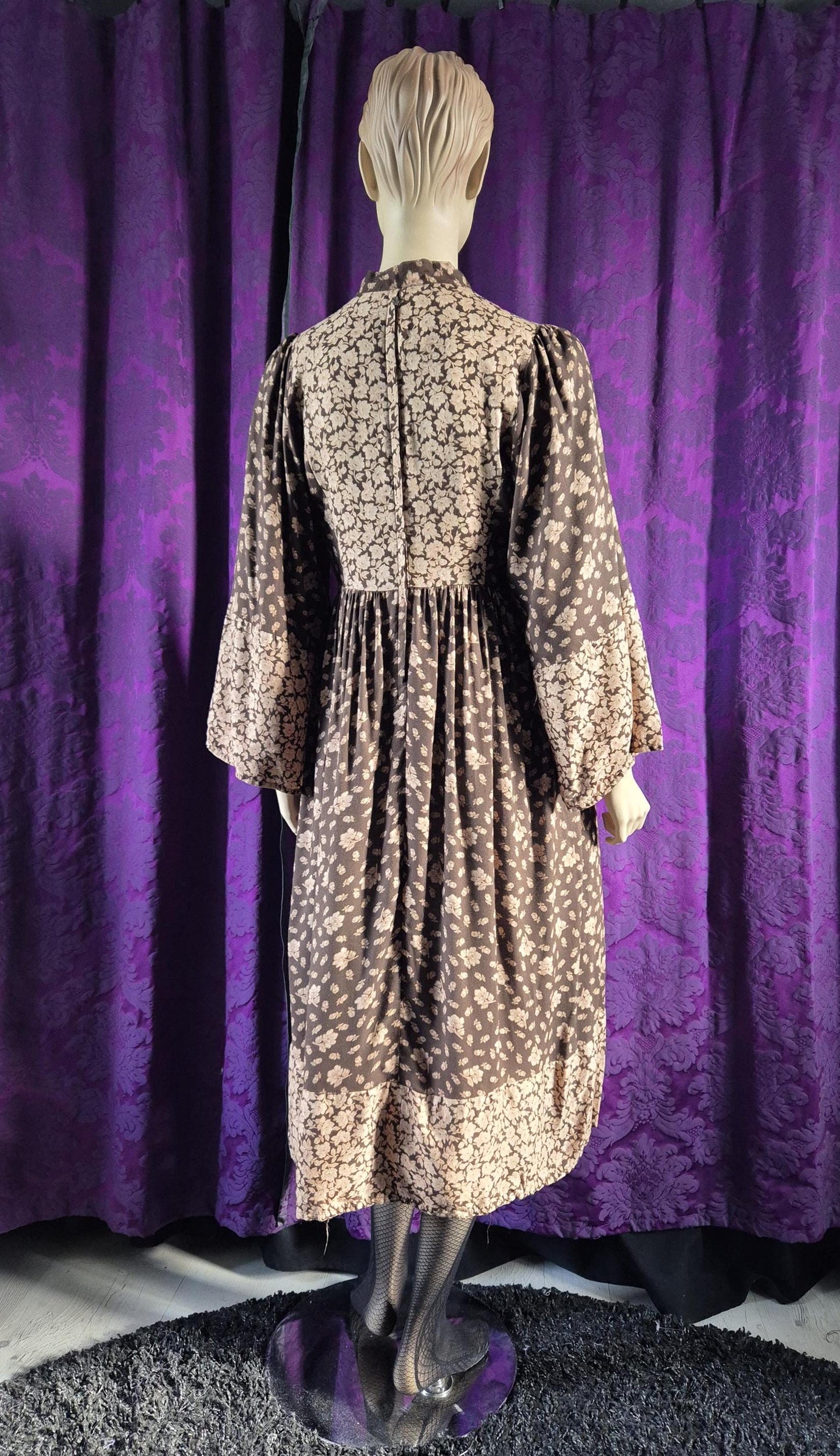 Vintage Boho Floral Smock Dress - Cottagecore Grunge Prairie