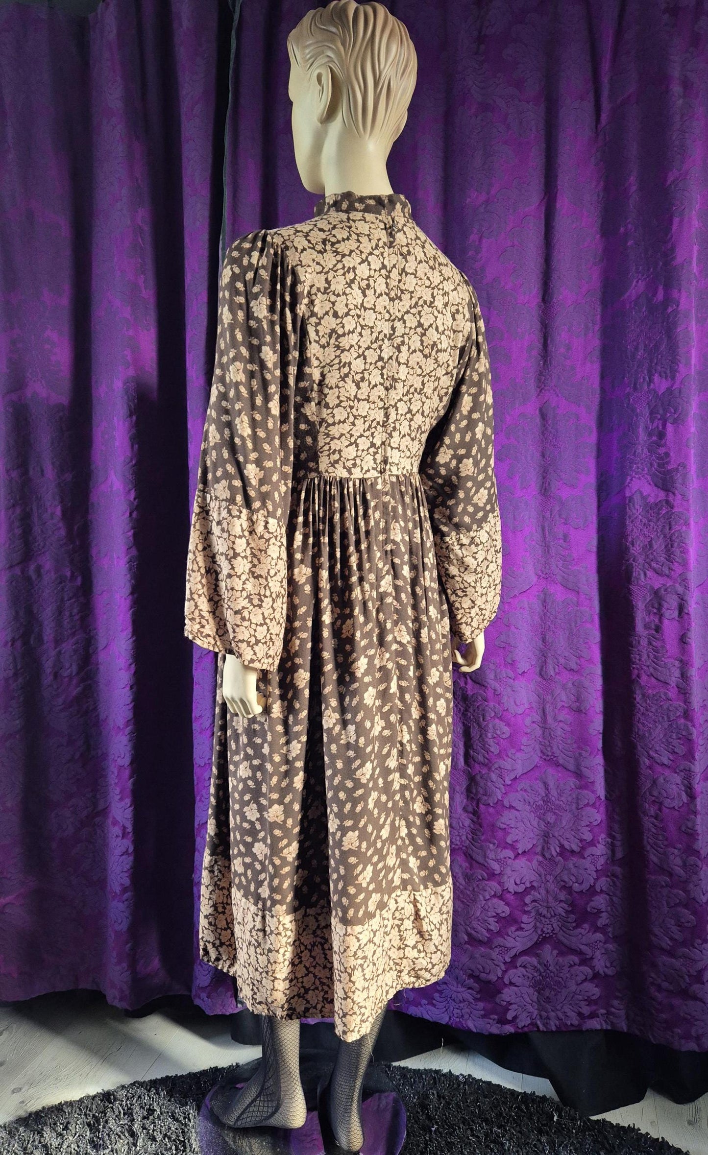 Vintage Boho Floral Smock Dress - Cottagecore Grunge Prairie