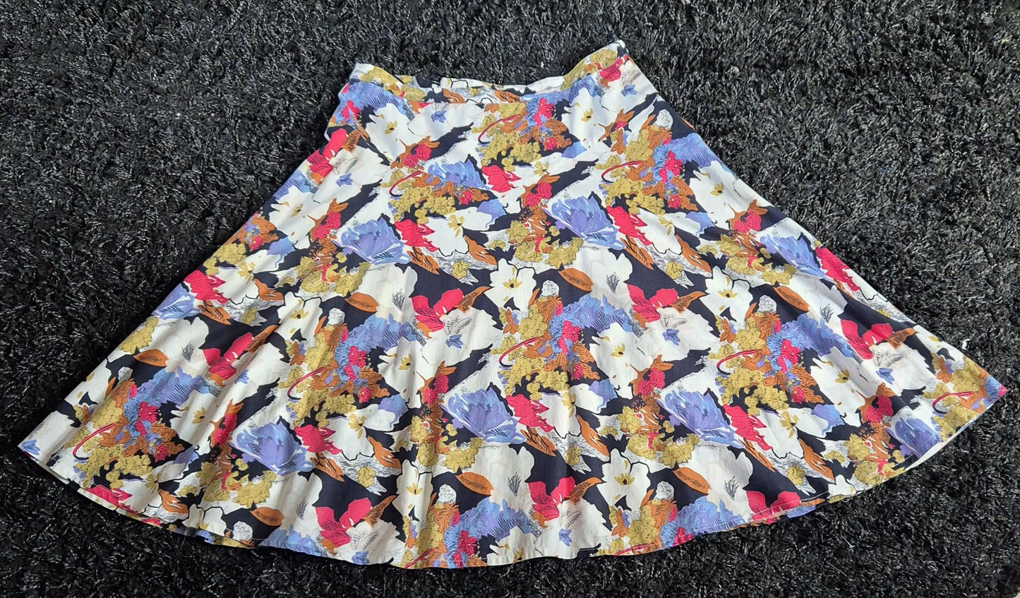 Vintage Cotton Floral Circle Skirt by Slimray of London - Plus sized