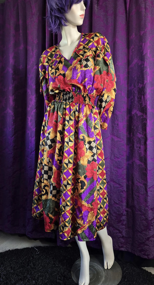 Vintage 1990s Jester Baroque Satin Jacquard Dress