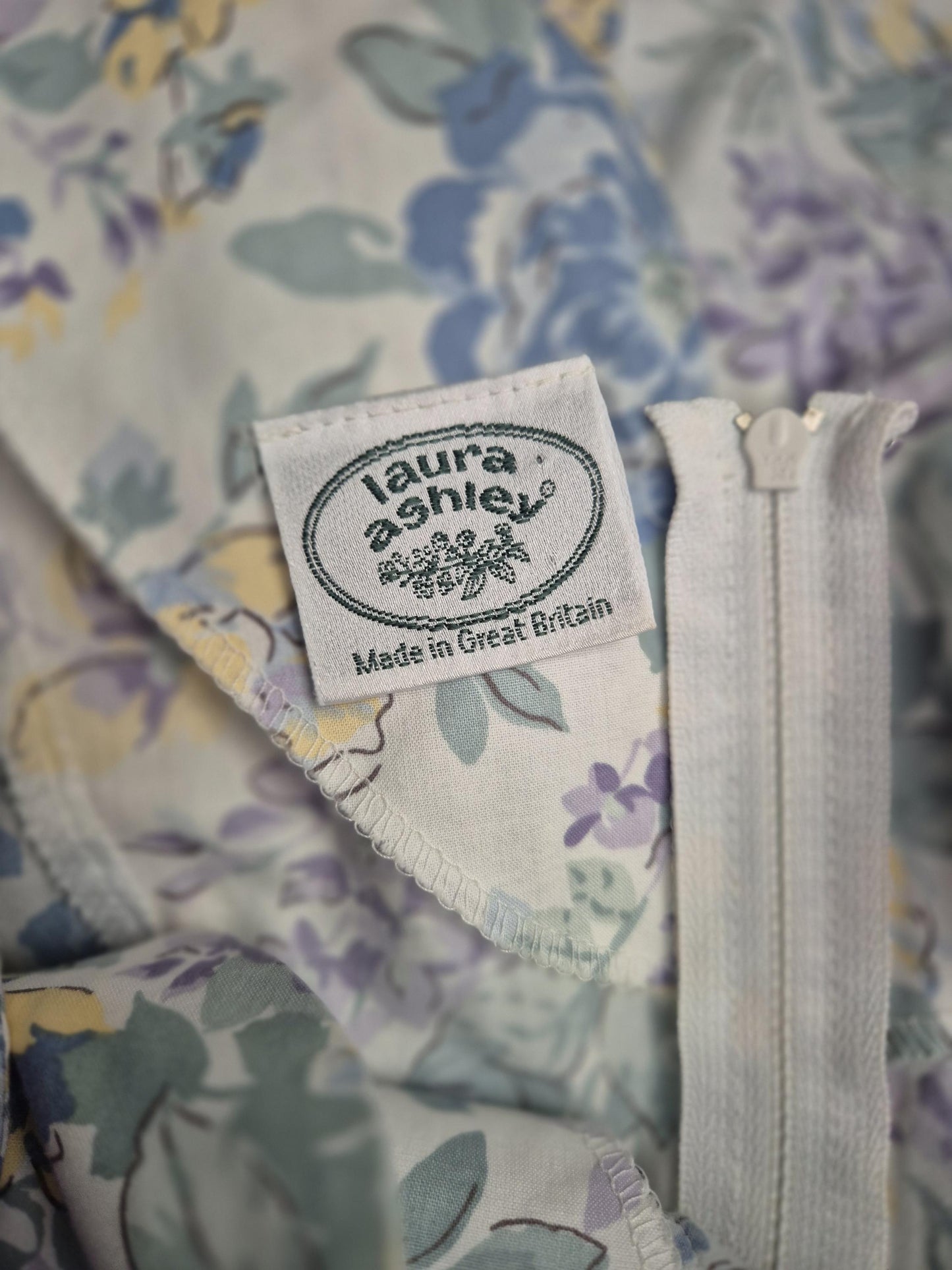 Vintage Laura Ashley Blue Floral Cotton Dress