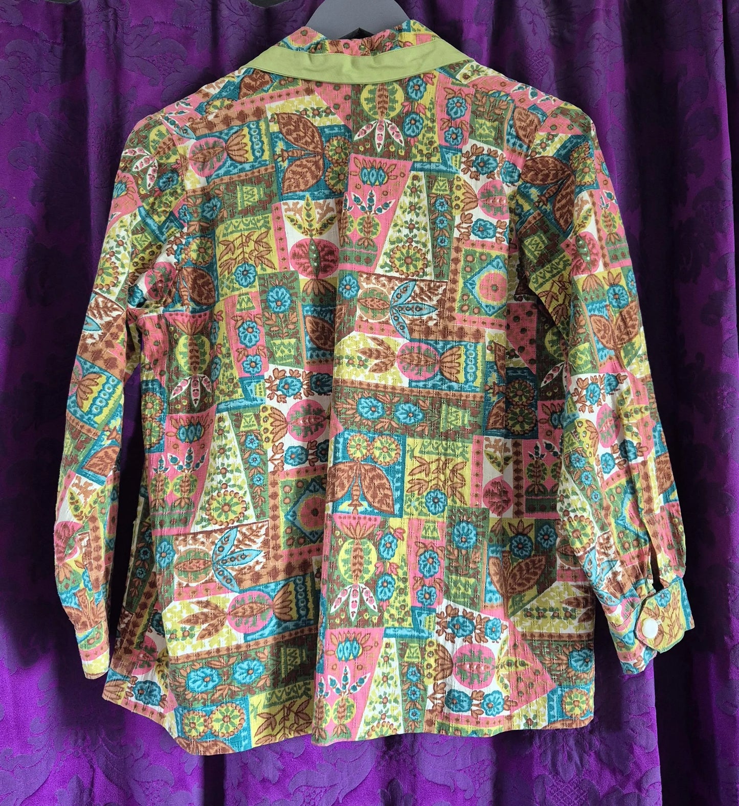 Vintage 1970s Handmade Folk Print Cotton Jacket