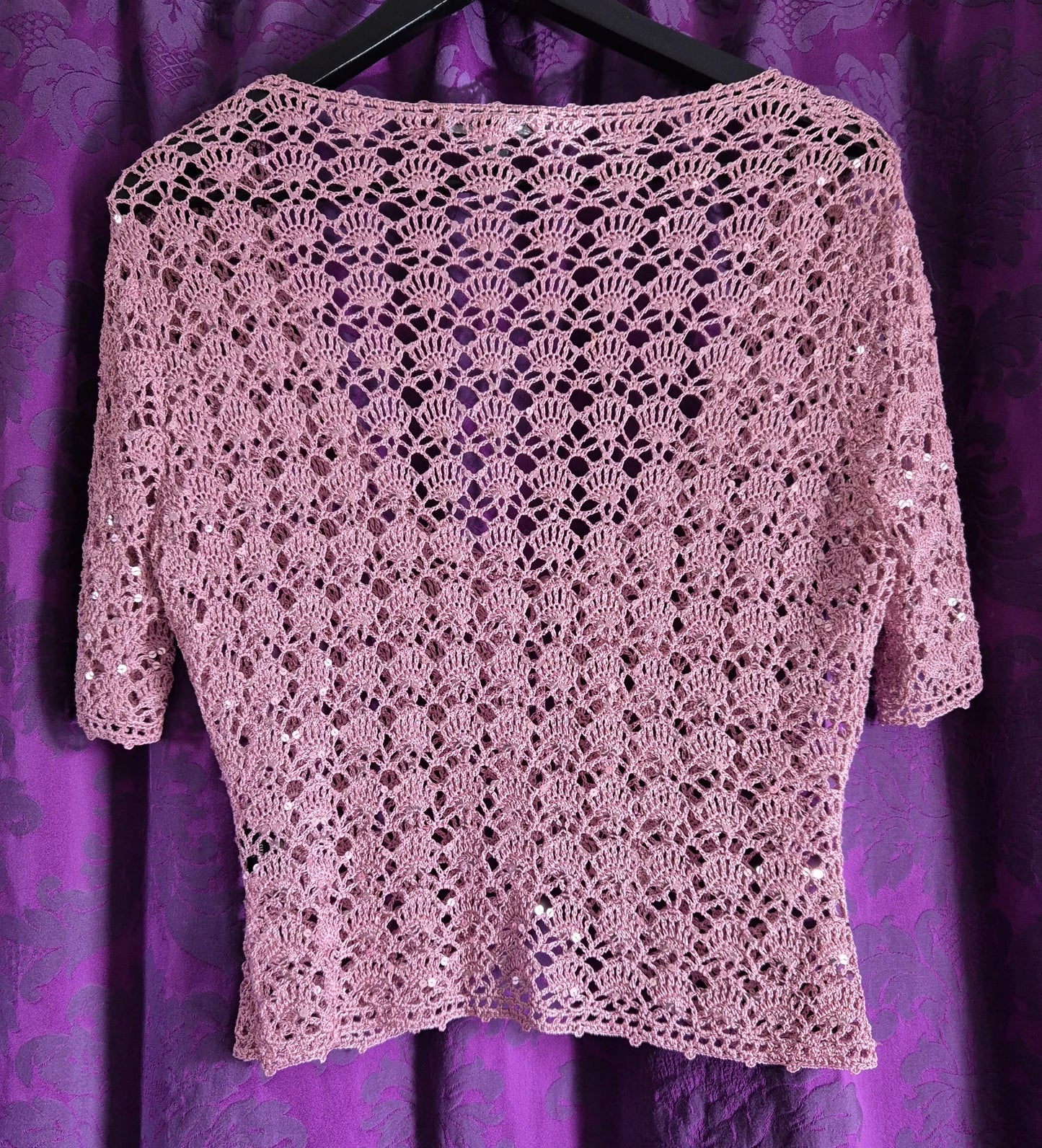 Vintage 1990s Betsey Johnson New York Pink Crocheted Cardigan