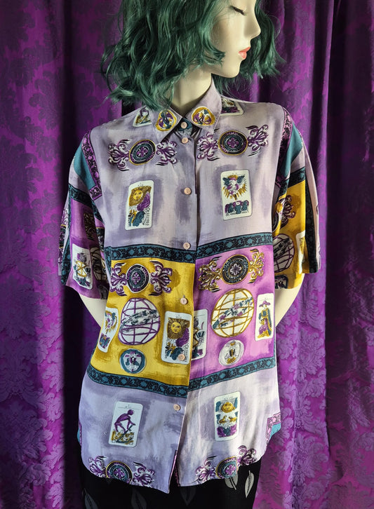 Vintage 1990s Tarot Celestial Theme Blouse
