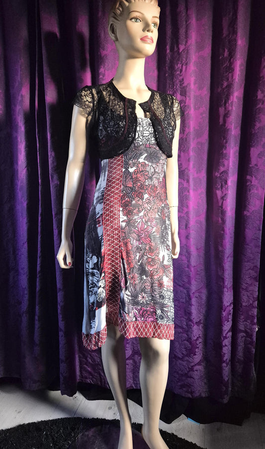 Save The Queen Floral and Geometric Print Dress & Lace Bolero