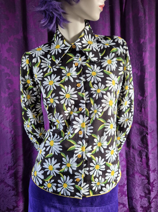 Vintage 1970s Daisy Print Blouse