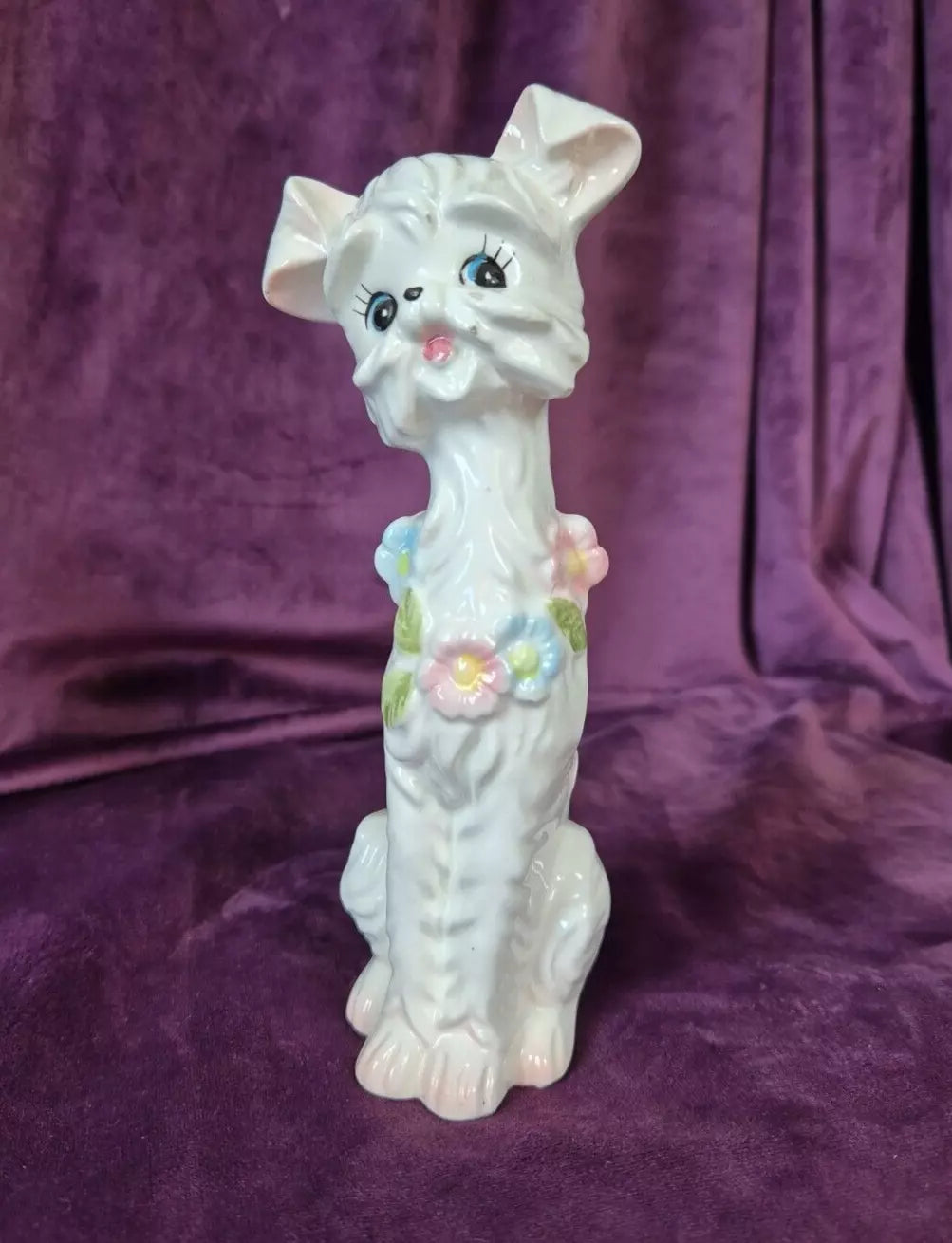 Pair of Vintage Kitsch White Dog Figurines