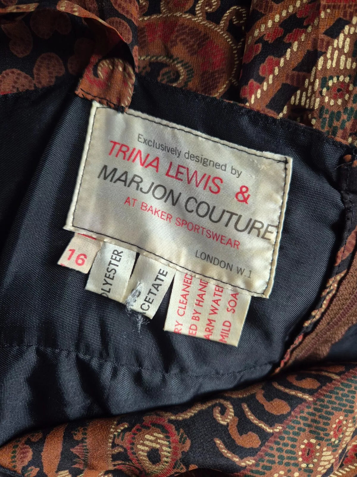 Vintage 1970s Trina lewis Marjon Couture Paisley Maxi Dress