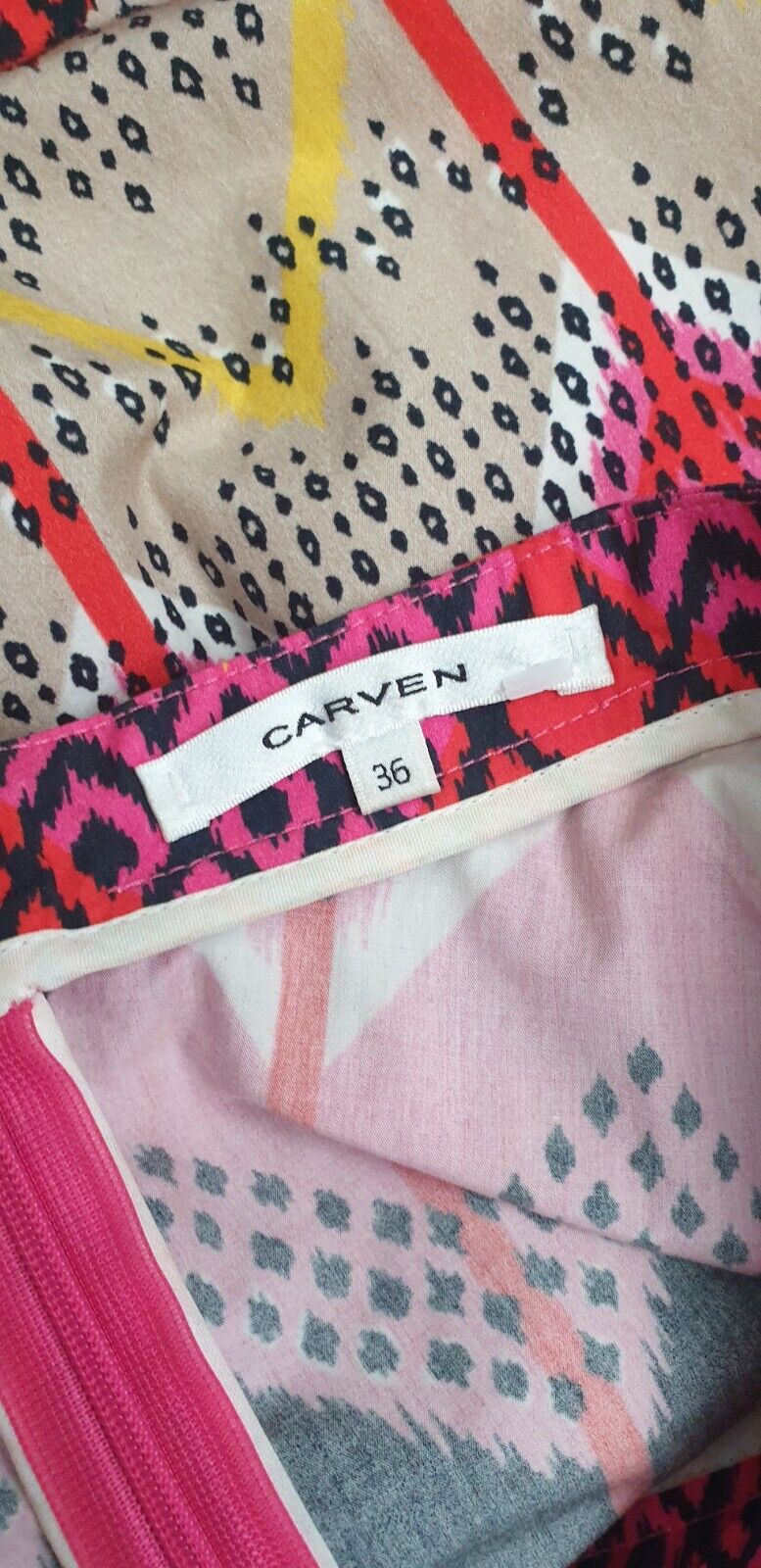 CARVEN SS2012 Cotton Ikat Print Circle Skirt