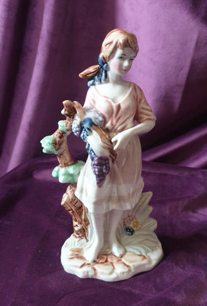 Vintage Pastoral Vineyard Boy & Girl Figurines