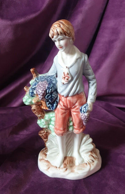 Vintage Pastoral Vineyard Boy & Girl Figurines
