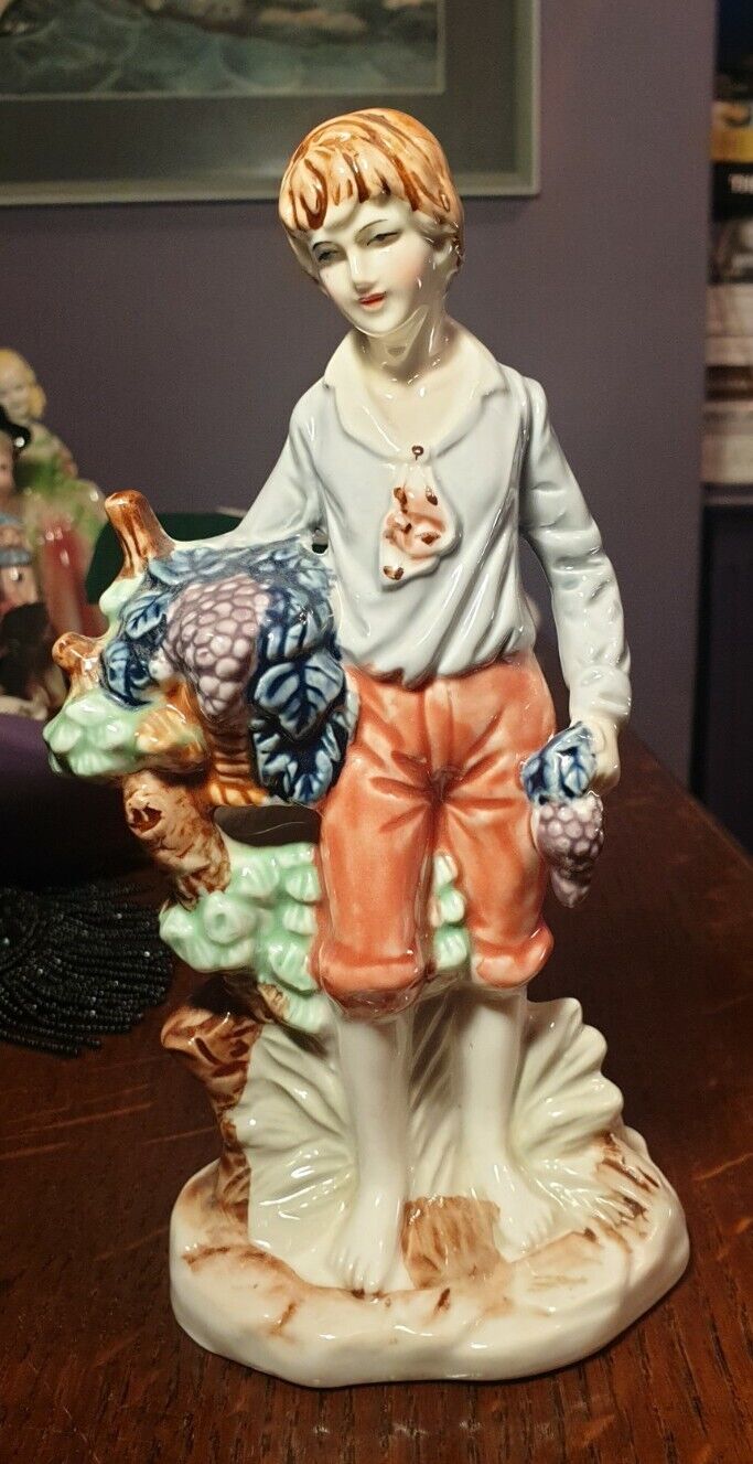 Vintage Pastoral Vineyard Boy & Girl Figurines