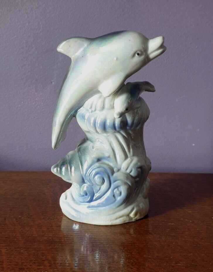 Vintage Lustreware Dolphins on Shell Wave