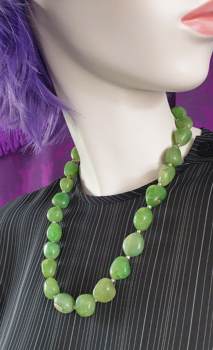 Vintage Large Bead Green Aventurine Necklace