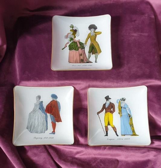Vintage Costume History Trinket Dishes
