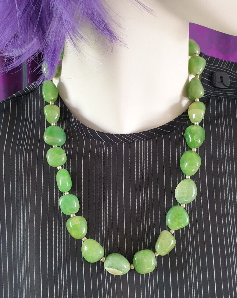 Vintage Large Bead Green Aventurine Necklace