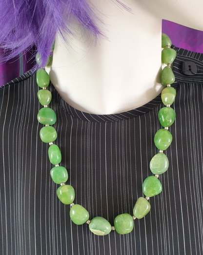 Vintage Large Bead Green Aventurine Necklace