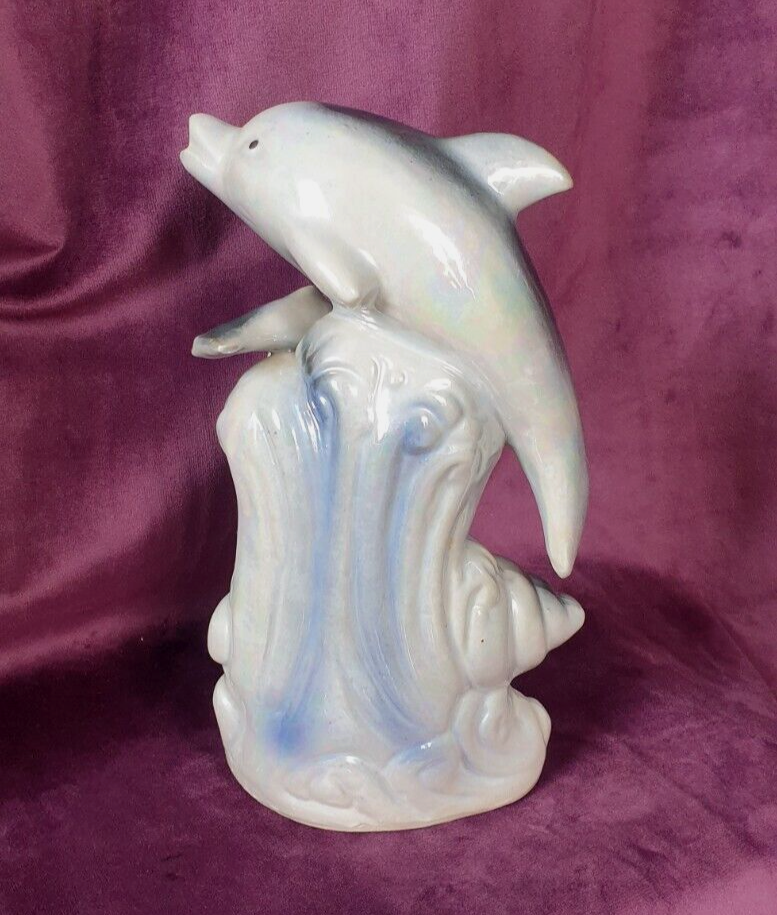 Vintage Lustreware Dolphins on Shell Wave