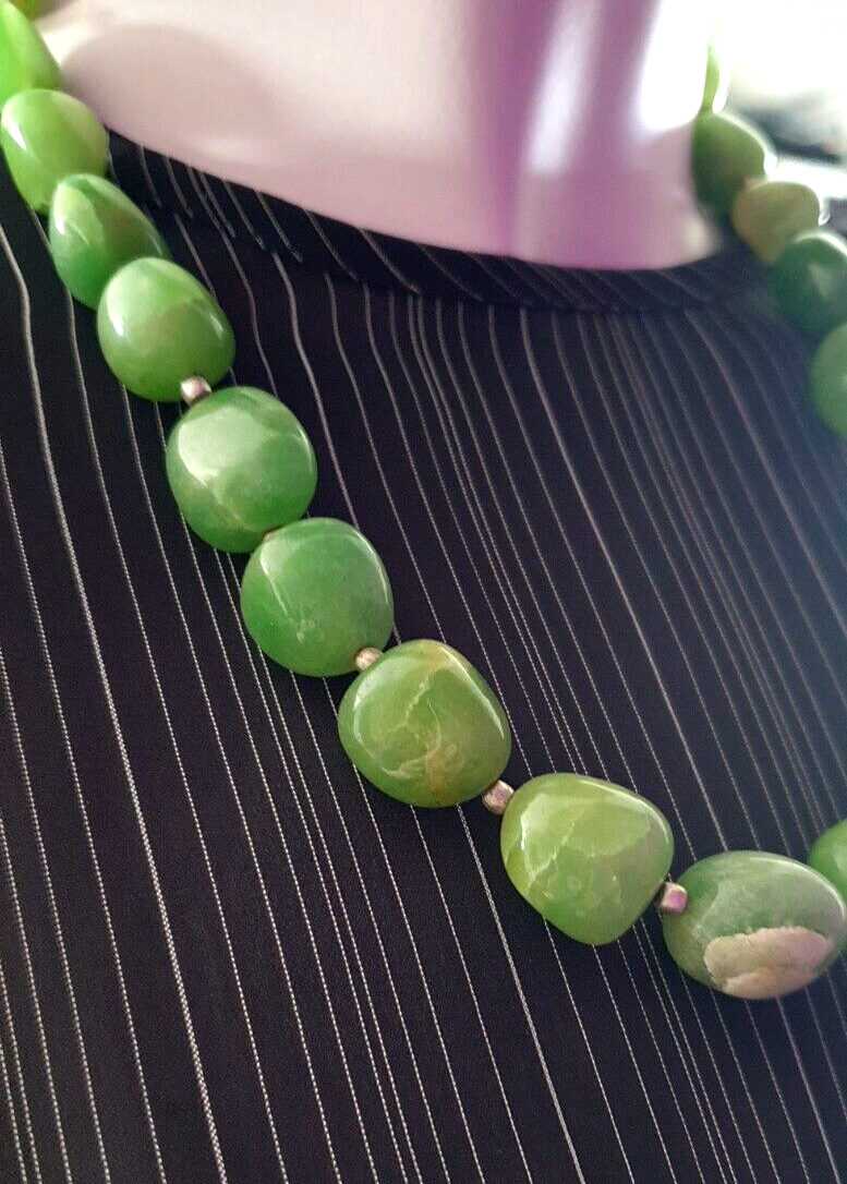 Vintage Large Bead Green Aventurine Necklace