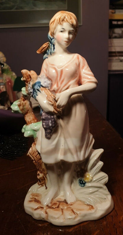 Vintage Pastoral Vineyard Boy & Girl Figurines