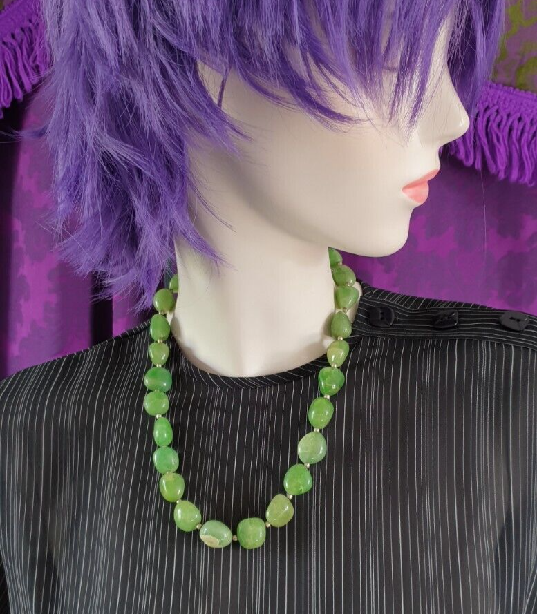 Vintage Large Bead Green Aventurine Necklace