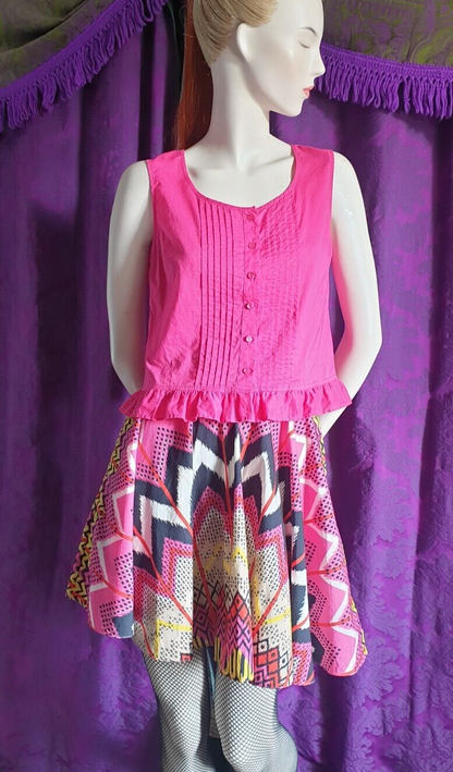 CARVEN SS2012 Cotton Ikat Print Circle Skirt