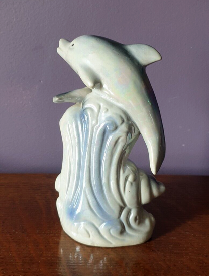 Vintage Lustreware Dolphins on Shell Wave