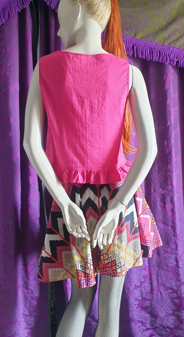 CARVEN SS2012 Cotton Ikat Print Circle Skirt