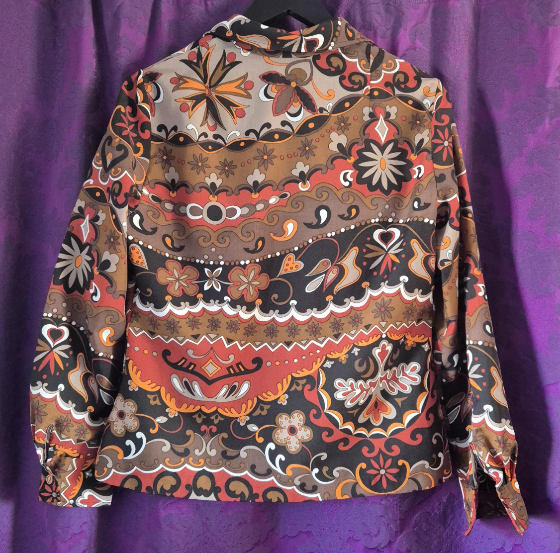 Vintage 1970s Qiana Psychedelic Print Blouse