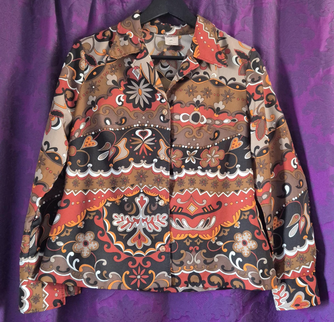 Vintage 1970s Qiana Psychedelic Print Blouse