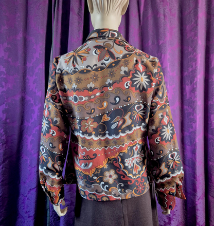 Vintage 1970s Qiana Psychedelic Print Blouse