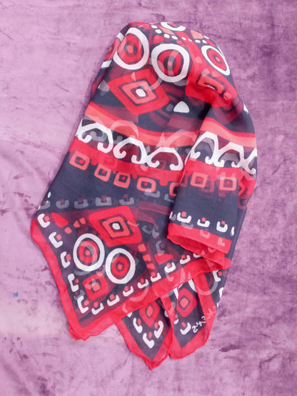 Vintage 1970s Sekers Chiffon Geometric Scarf
