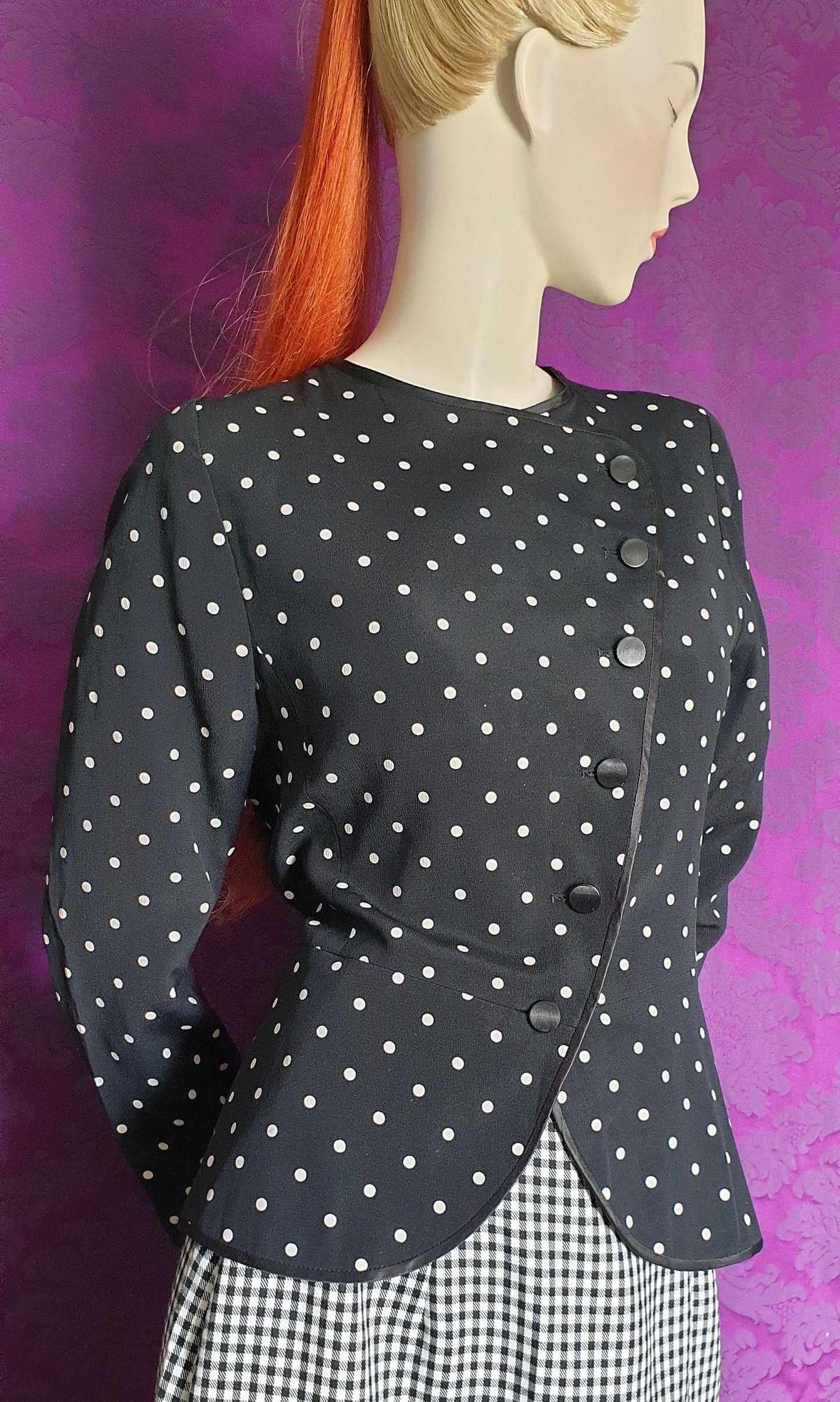 Vintage 1980s Louis Feraud Spotted Crepe Blazer