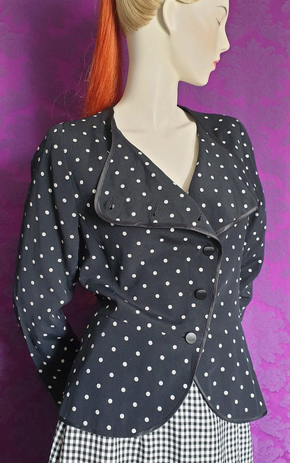 Vintage 1980s Louis Feraud Spotted Crepe Blazer