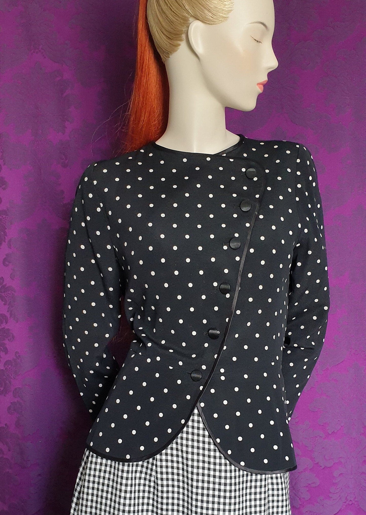 Vintage 1980s Louis Feraud Spotted Crepe Blazer