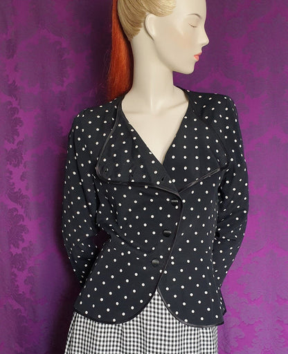 Vintage 1980s Louis Feraud Spotted Crepe Blazer
