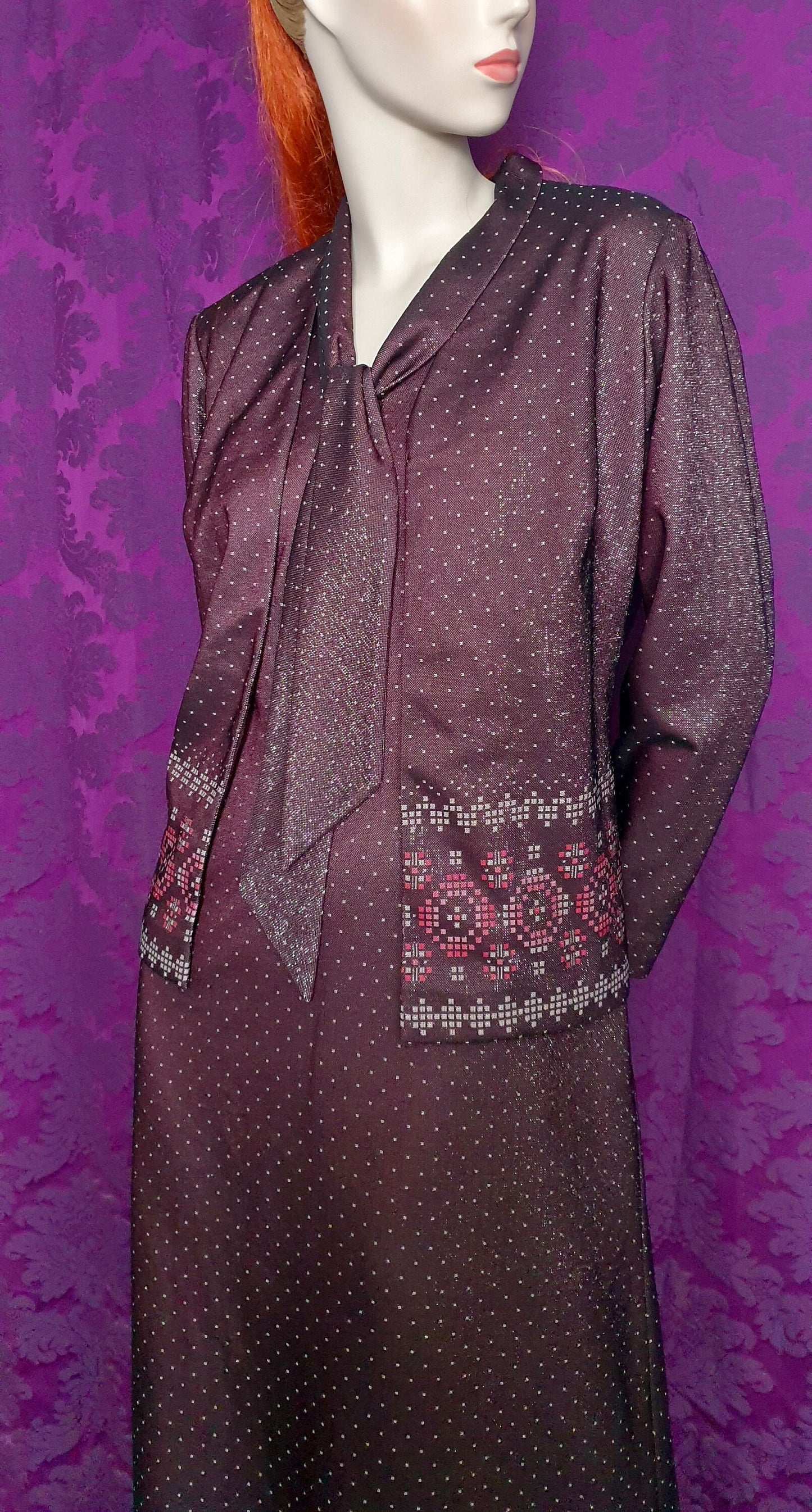 Vintage Purple Shimmer Knit Dress and Jacket by Courtney Jones for Clifton Slimline