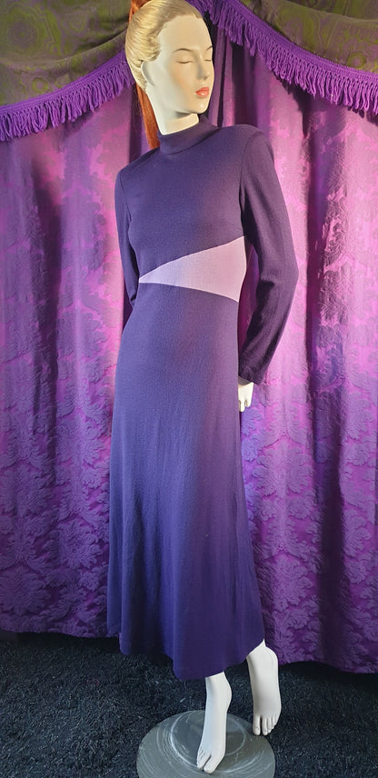 Vintage 1990s Violet Wool Abstract Maxi Dress DW3