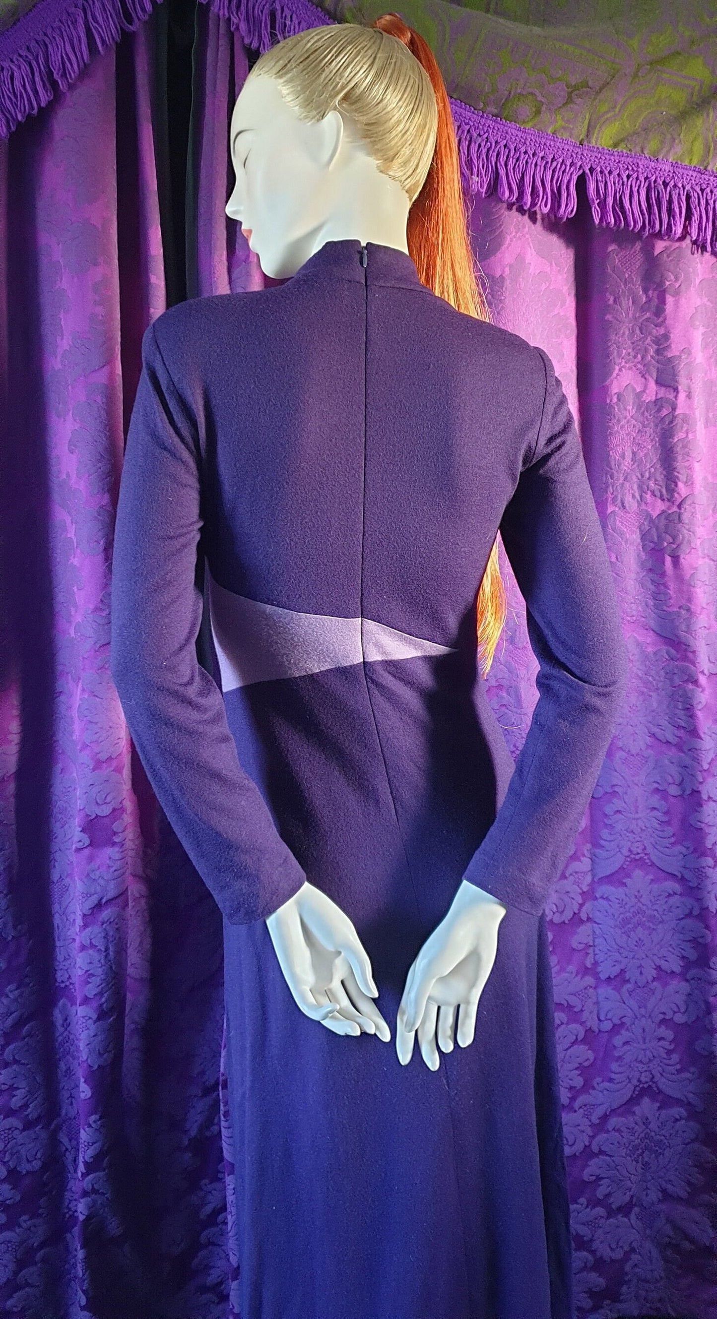 Vintage 1990s Violet Wool Abstract Maxi Dress DW3