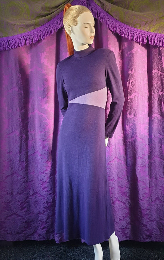 Vintage 1990s Violet Wool Abstract Maxi Dress DW3