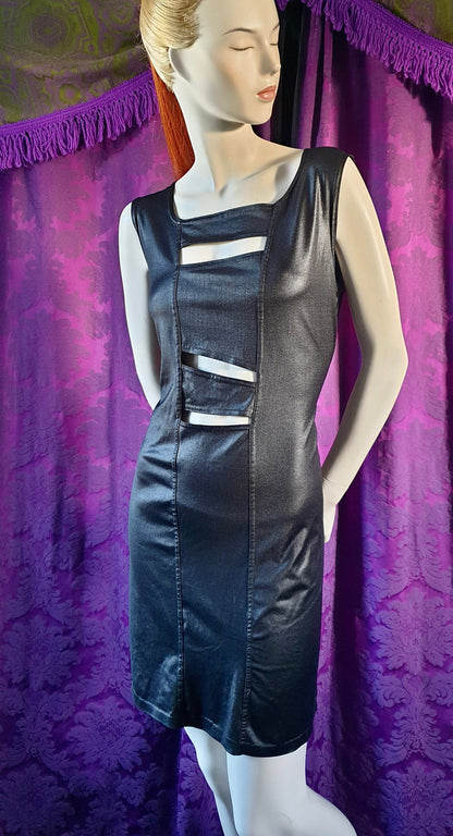 Black Wet Look Keyhole Body Con Y2K Dress