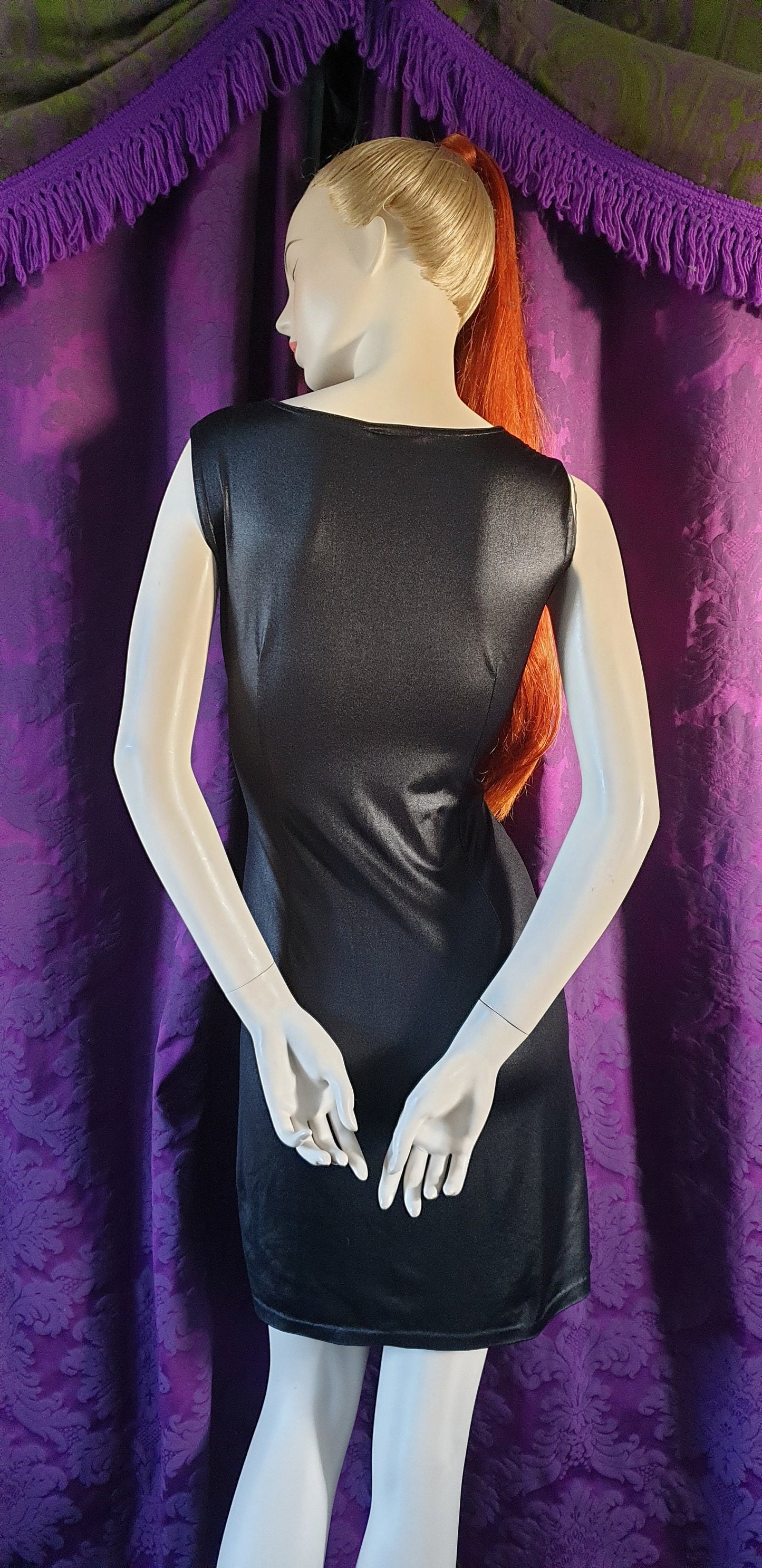Black Wet Look Keyhole Body Con Y2K Dress