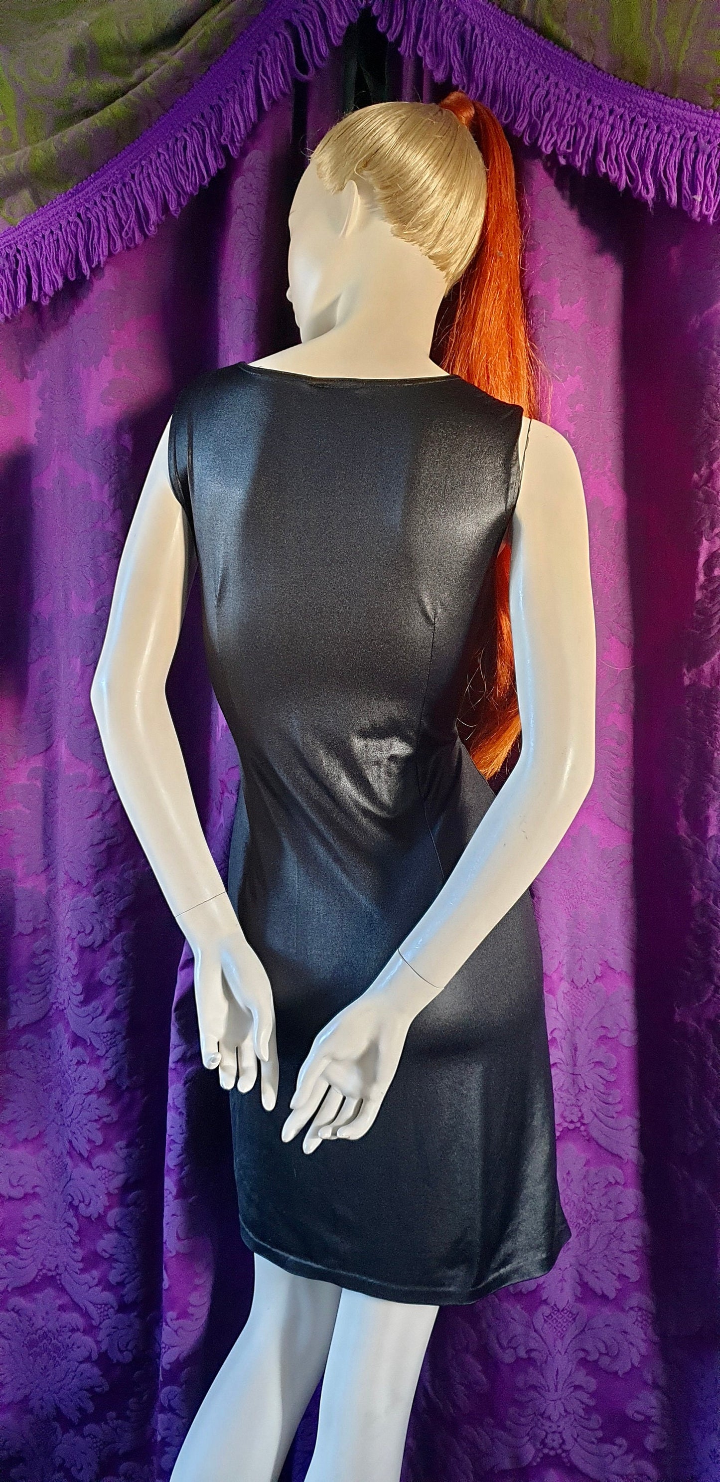 Black Wet Look Keyhole Body Con Y2K Dress